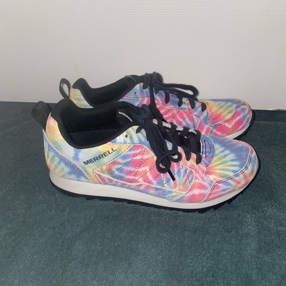 Women's Merrell Size 7.5 Suede Rainbow TieDye Alpine Sneakers Trainers Shoes